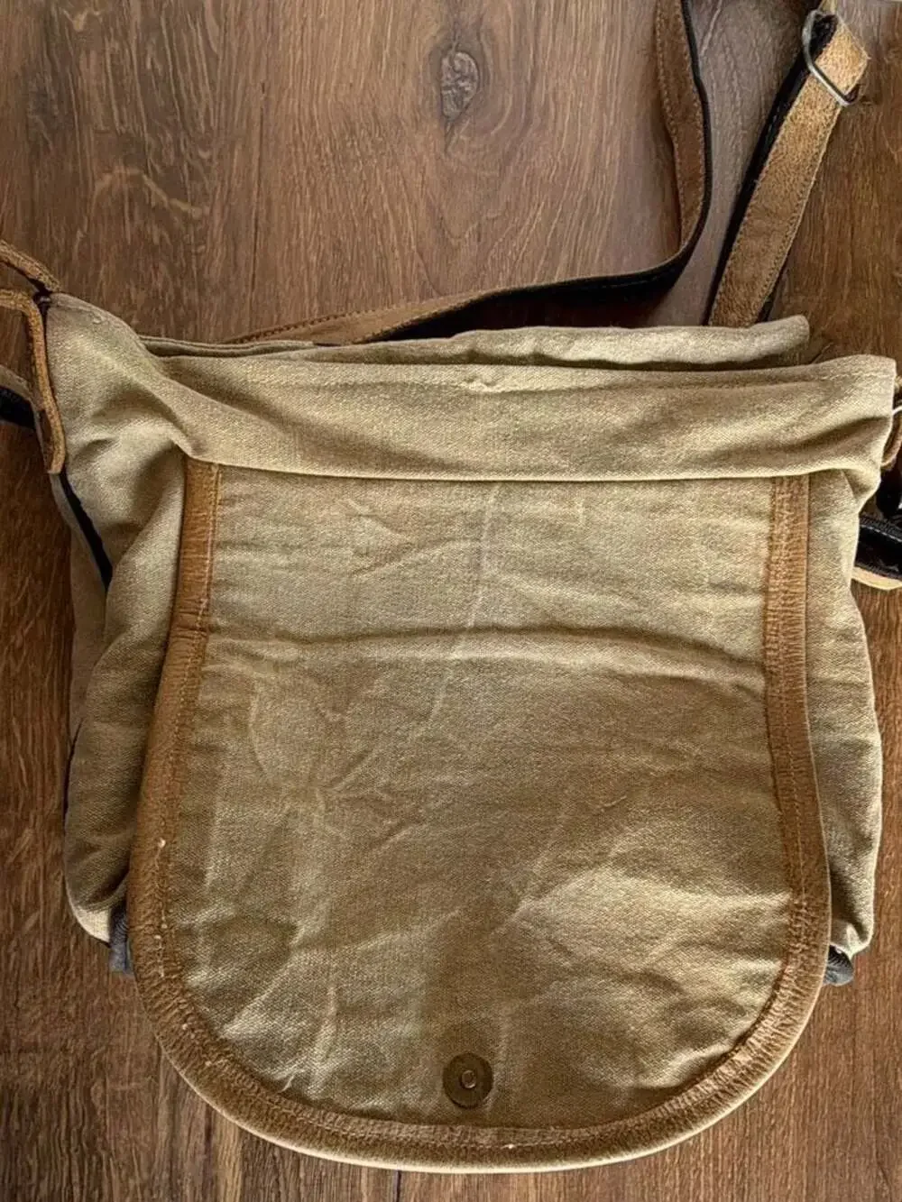 Myra Bag The Chicago Upcycled Canvas and Leather Messenger Shoulder Bag